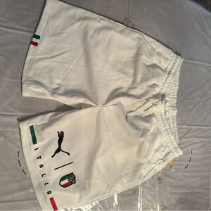 Puma White Athletic Shorts with Italian Flair